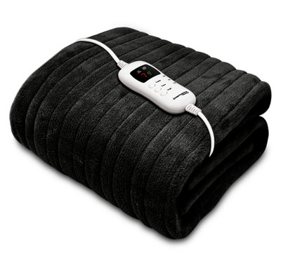 Dreamcatcher Electric Heated Throw Blanket 160x120cm Soft Fleece Heated Blanket Black