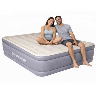 Dreamcatcher Premium Blow up Inflatable Double Air Bed Mattress with Built in Pump 205 x 150 x 50cm Storage Bag Included