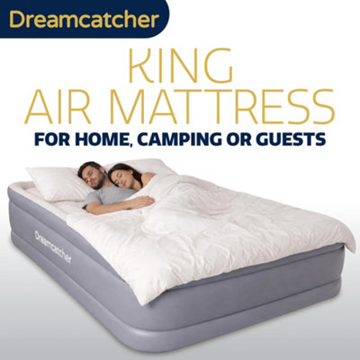 Dreamcatcher Premium Blow up Inflatable King Air Bed Mattress with Built in Pump 218x165x50cm and Storage Bag Included