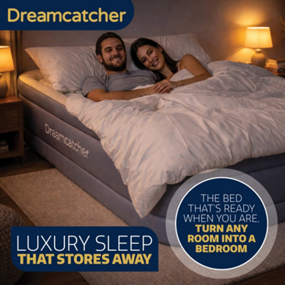 Dreamcatcher Premium Blow up Inflatable King Air Bed Mattress with Built in Pump 218x165x50cm and Storage Bag Included