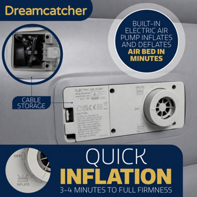 Dreamcatcher Premium Blow up Inflatable King Air Bed Mattress with Built in Pump 218x165x50cm and Storage Bag Included