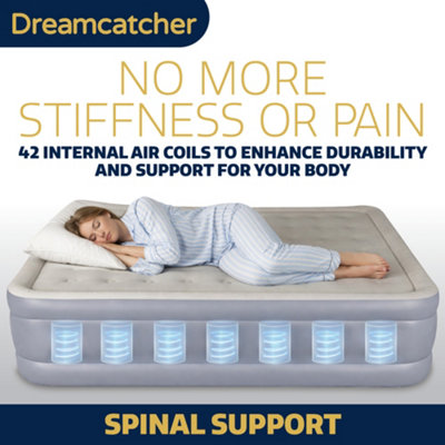 Dreamcatcher Premium Blow up Inflatable King Air Bed Mattress with Built in Pump 218x165x50cm and Storage Bag Included