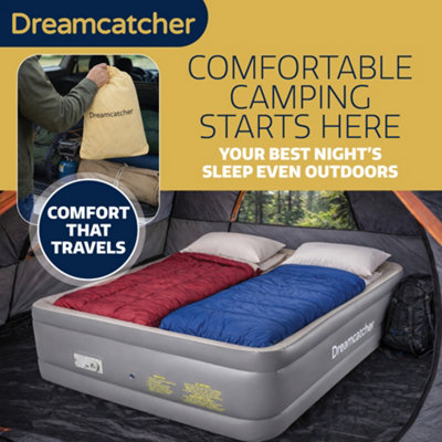 Dreamcatcher Premium Blow up Inflatable King Air Bed Mattress with Built in Pump 218x165x50cm and Storage Bag Included