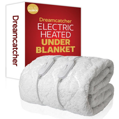 Dreamcatcher Super King Size Electric Blanket Dual Control Fitted Polar Fleece Heated Bed Underblanket 200 x 182cm 3 Heat Settings
