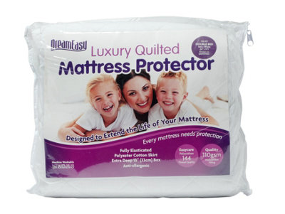 Dreameasy double quilted 110 gram polycotton filled mattress protector