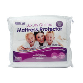 Dreameasy single quilted 110 gram polycotton filled mattress protector