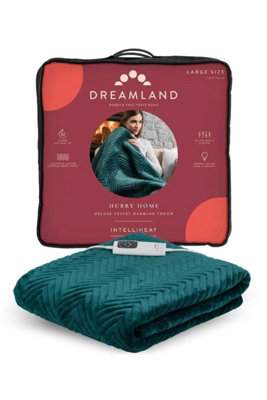 Dreamland Deluxe Velvet Herringbone Emerald Green Heated Throw | DIY at Bu0026Q