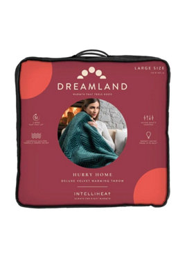 Dreamland Deluxe Velvet Herringbone Emerald Green Heated Throw | DIY at Bu0026Q