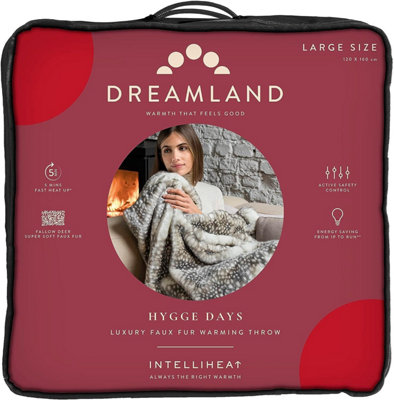 Dreamland 'Hygge Days' Luxury Fallow Deer Faux Fur Heated Blanket | DIY at  Bu0026Q