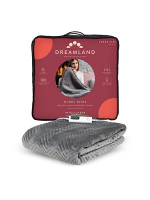Dreamland Intelliheat Luxury Herringbone Heated Throw - Grey | DIY at B&Q