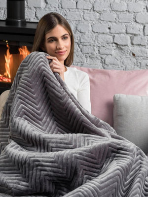Dreamland Intelliheat Luxury Herringbone Heated Throw - Grey | DIY at Bu0026Q