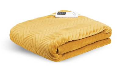 Dreamland Intelliheat Luxury Herringbone Heated Throw - Mustard | DIY at Bu0026Q