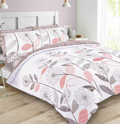 Dreamscene Allium Duvet Cover with Pillowcase Bedding Set, Blush - Double