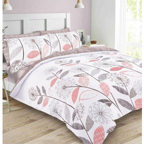 Dreamscene Allium Duvet Cover with Pillowcase Bedding Set, Blush - King