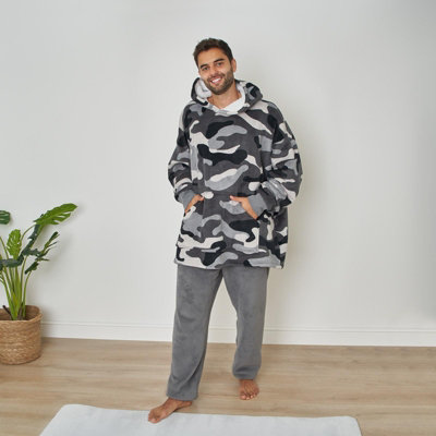 Dreamscene Sherpa Fleece Pyjama Set, Charcoal - Large