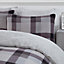 Dreamscene Check Teddy Duvet Cover Pillowcase Bedding Set, Grey - Double