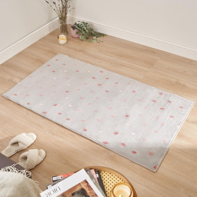 Dreamscene Dalmatian Spotty Print Rug Felt Floor Mat, Charcoal - 120 x 170cm