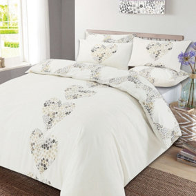 Dreamscene Duvet Cover with Pillowcase Bedding Set, Lizzie Love Hearts Natural - King