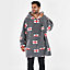 Dreamscene England Flag Hoodie Blanket Oversized Sherpa Fleece Adult, Charcoal