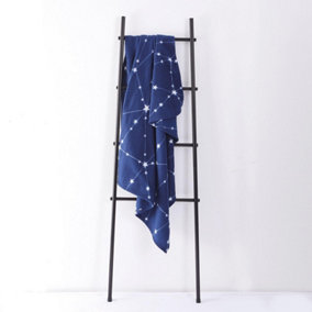 Dreamscene Galaxy Star Fleece Warm Throw Blanket, Navy Blue - 120x150cm