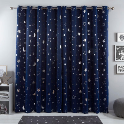 Dreamscene Galaxy Star Thermal Blackout Curtains PAIR of Eyelet