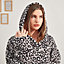 Dreamscene Leopard Print Giant Fleece Hoodie Blanket Throw, Charcoal - Adults