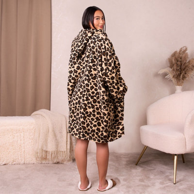 Leopard print oversized hoodie sale