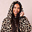 Dreamscene Leopard Print Oversized Hoodie Blanket Wearable Sherpa Fleece Throw