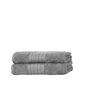 Dreamscene Luxury 100% Cotton 2 x Jumbo Bath Sheets, Silver Grey