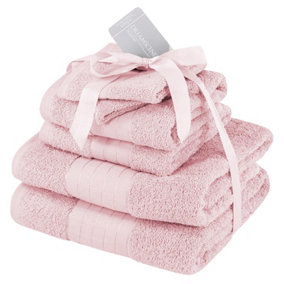 Dreamscene Luxury 100% Cotton 6 Piece Bathroom Towel Bale Set, Blush Pink