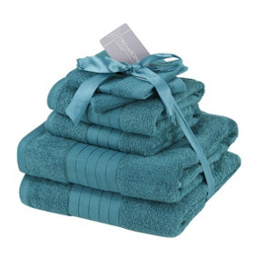 Dreamscene Luxury 100% Cotton 6 Piece Bathroom Towel Bale Set, Teal Blue