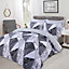 Dreamscene Marble Geo Duvet Cover with Pillowcase Bedding Set, Charcoal - Double