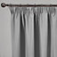 Dreamscene Pencil Pleat Blackout Curtains Set of 2 Thermal Tape Top Heading Panels Ready Made, Silver Grey - Width 66" x Drop 72"