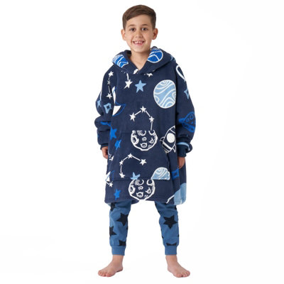 Dreamscene Space Print Hoodie Blanket Soft Fleece Oversized Kids Throw