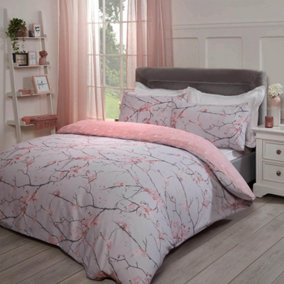 Dreamscene Spring Blossoms Print Duvet Cover with Pillowcases, Blush - Superking