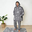 Dreamscene Star Hoodie Blanket Wearable Sherpa Oversized Sweatshirt, Charcoal