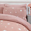 Dreamscene Star Teddy Duvet Cover Pillowcase Bedding, Blush - Superking