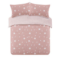 Dreamscene Star Teddy Duvet Cover Pillowcase Bedding Set, Blush - King