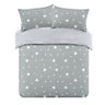 Dreamscene Star Teddy Duvet Cover Pillowcase Bedding Set, Grey - King