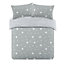 Dreamscene Star Teddy Duvet Cover Pillowcase Bedding Set, Grey - King