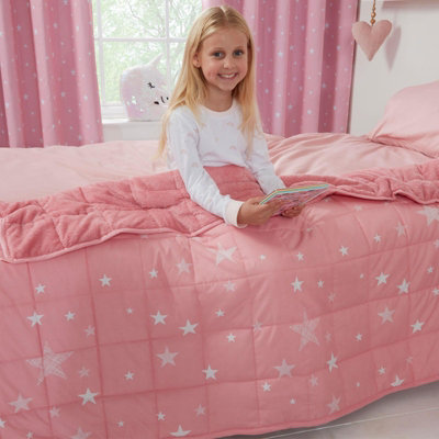 Dreamscene Star Teddy Fleece Weighted Blanket - Blush, 100 x 150cm - 3kg