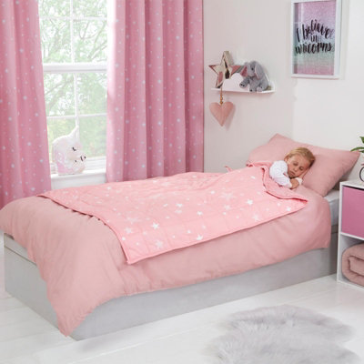 Dreamscene Kids Star Teddy Fleece Weighted Blanket, Blush - 3kg