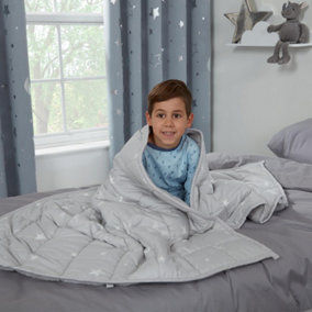 Dreamscene Star Teddy Fleece Weighted Blanket - Grey, 100 x 150cm - 3kg