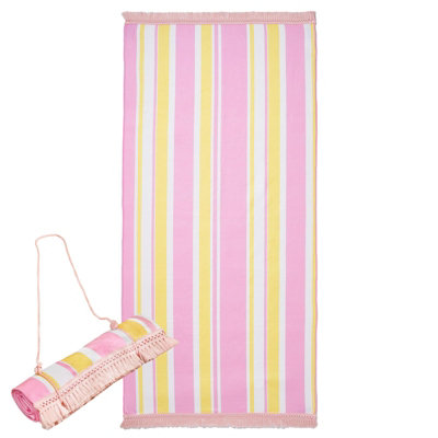 Dreamscene Striped Tassel Beach Towel Large Travel Strap Quick Dry