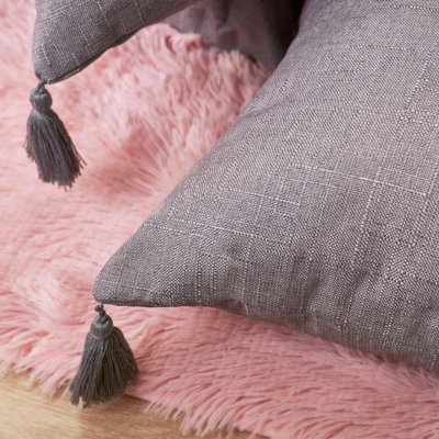 Dreamscene Tassel 2 x Cushion Covers Texture Weave - 5