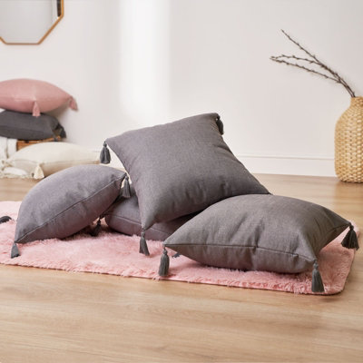 Dreamscene Tassel 2 x Cushion Covers Texture Weave - 6