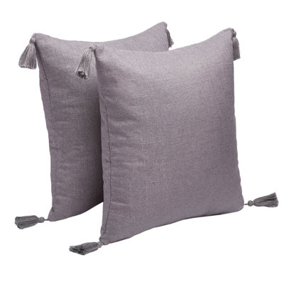 Dreamscene Tassel 2 x Cushion Covers Texture Weave - 7
