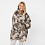 Dreamscene Tie-Dye Hooded Blanket Oversized Wearable Sherpa Throw, Charcoal Grey