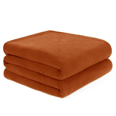 Dreamscene Warm Polar Fleece Throw Soft Bed Blanket, Rust - 120 x 150cm ...