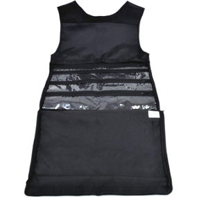 Dress Shaped Organiser Tidy - Black Hanging Wardrobe Storage with 9 Zipped Pockets - Measures 58.5 x 39.5cm